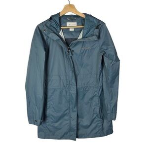 Columbia Arcadia II Teal Blue Full Zip Hooded Rain Jacket S